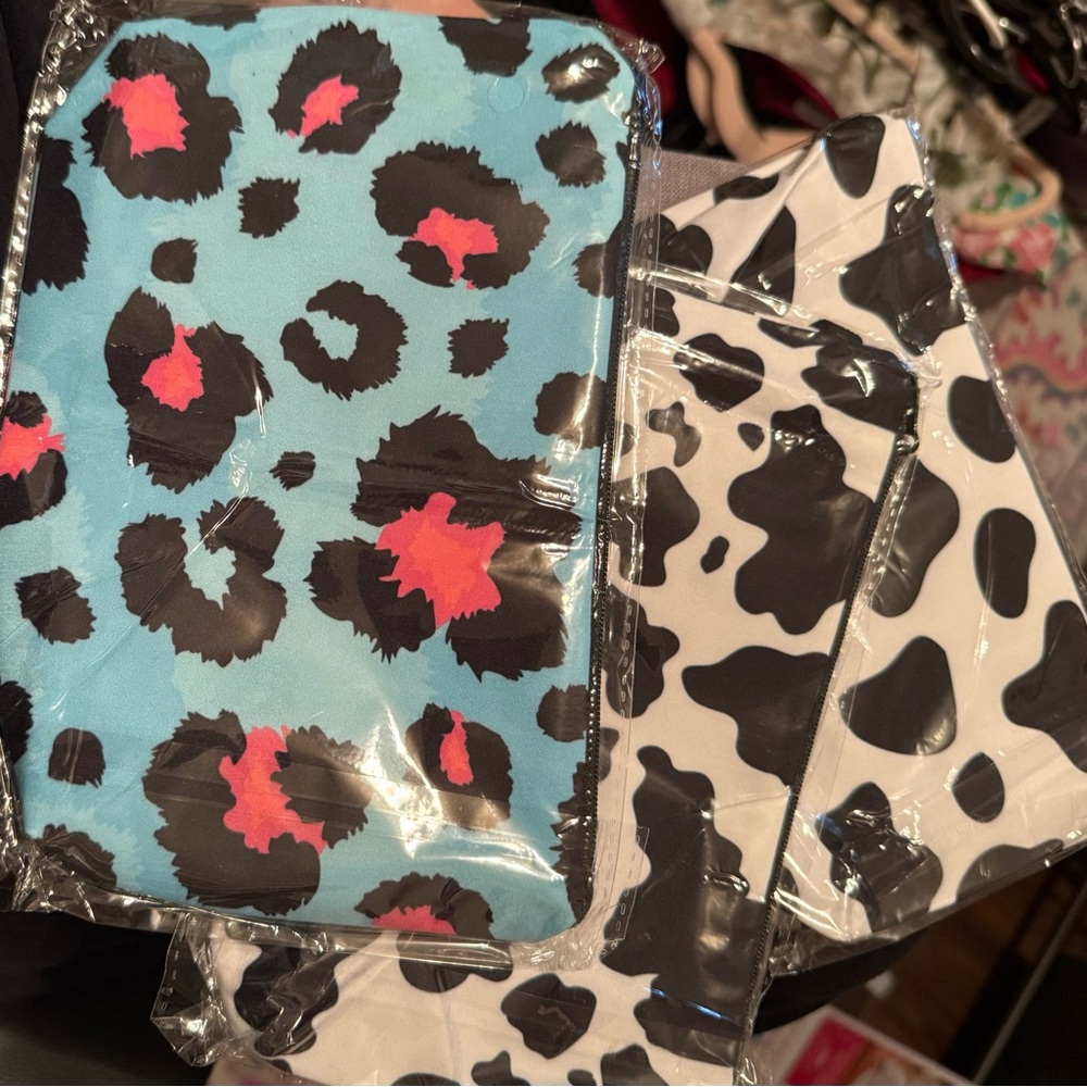 Leopard and Cow Print Cosmetic Bags